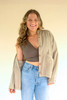 KALALOU NELL1031 LIGHT BUTTONDOWN BOMBER JACKET WITH FRONT POCKETS - OATMEAL