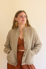 KALALOU NELL1031 LIGHT BUTTONDOWN BOMBER JACKET WITH FRONT POCKETS - OATMEAL