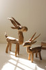 KALALOU DWA1032 SET OF TWO RUSTIC TEAK REINDEER