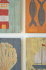 KALALOU A6633 SET OF FOUR PAINTED WOOD COASTAL WALL ART