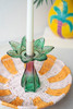 KALALOU CNA2089 SET OF TWO COLORED GLASS FLOWER TAPER CANDLE HOLDERS
