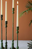 KALALOU NELE1002 SET OF FOUR FORGED-IRON TAPER CANDLE HOLDERS - GREEN PATINA