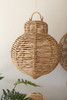 KALALOU A6636 SET OF THREE LARGE WOVEN SEAGRASS AND IRON ORNAMENTS
