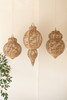 KALALOU A6636 SET OF THREE LARGE WOVEN SEAGRASS AND IRON ORNAMENTS