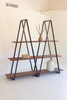 KALALOU CHW1515 DOUBLE ANGLE IRON AND WOOD THREE TIERED SHELVING UNIT