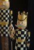 KALALOU NBA2513 SET OF TWO PAINTED METAL AND WOOD CHECKERBOARD NUTCRACKERS