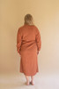 KALALOU NELL1058 LONG-SLEEVE BUTTONDOWN DRESS W FRONT-TIE DETAIL - CINNAMON