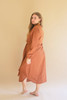 KALALOU NELL1058 LONG-SLEEVE BUTTONDOWN DRESS W FRONT-TIE DETAIL - CINNAMON