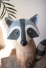 KALALOU NTM1438 SET OF TWO RECYCLED WOOD AND IRON RACCOONS