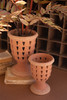 KALALOU CHU1031 SET OF TWO CONCRETE PERFORRATED URNS - TERRACOTTA