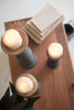 KALALOU NRAC1326 SET 3 WOODEN CANDLE HOLDERS WITH BLACK & WHITE STRING