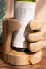 KALALOU DFG1010K CARVED TEAKWOOD WINE BOTTLE HOLDER - HAND