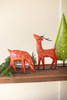 KALALOU NTM1451 SET OF TWO  PAINTED RECYCLED  METAL  FOLK REINDEER