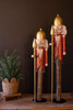 KALALOU NTM1453 SET OF TWO PAINTED METAL NUTCRACKERS ON WOOD BASES