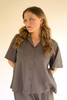 KALALOU NELL1020 SHORT-SLEEVE BUTTONDOWN BLOUSE WITH COLLAR - OREGANO