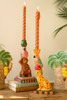 KALALOU CWA1022 SET OF TWO CERAMIC CHEETAH AND MONKEY TAPER CANDLE HOLDERS