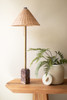 KALALOU NEP1144 TABLE LAMP WITH RED MARBLE BASE AND RATTAN SHADE - 36"T