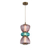 AVENUE LIGHTING HF8970-PGP Rosewood 9"W LED Pendant in Brass with Purple/Green Glass
