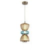 AVENUE LIGHTING HF8970-YGY Rosewood 9"W LED Pendant in Brass with Yellow/Green Glass