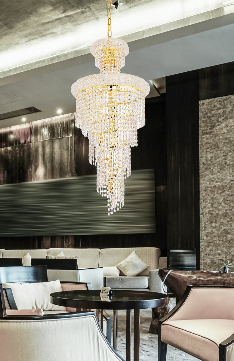 ELEGANT LIGHTING 1800SR16G/RC  Spiral 10-Light Dining Room, Gold