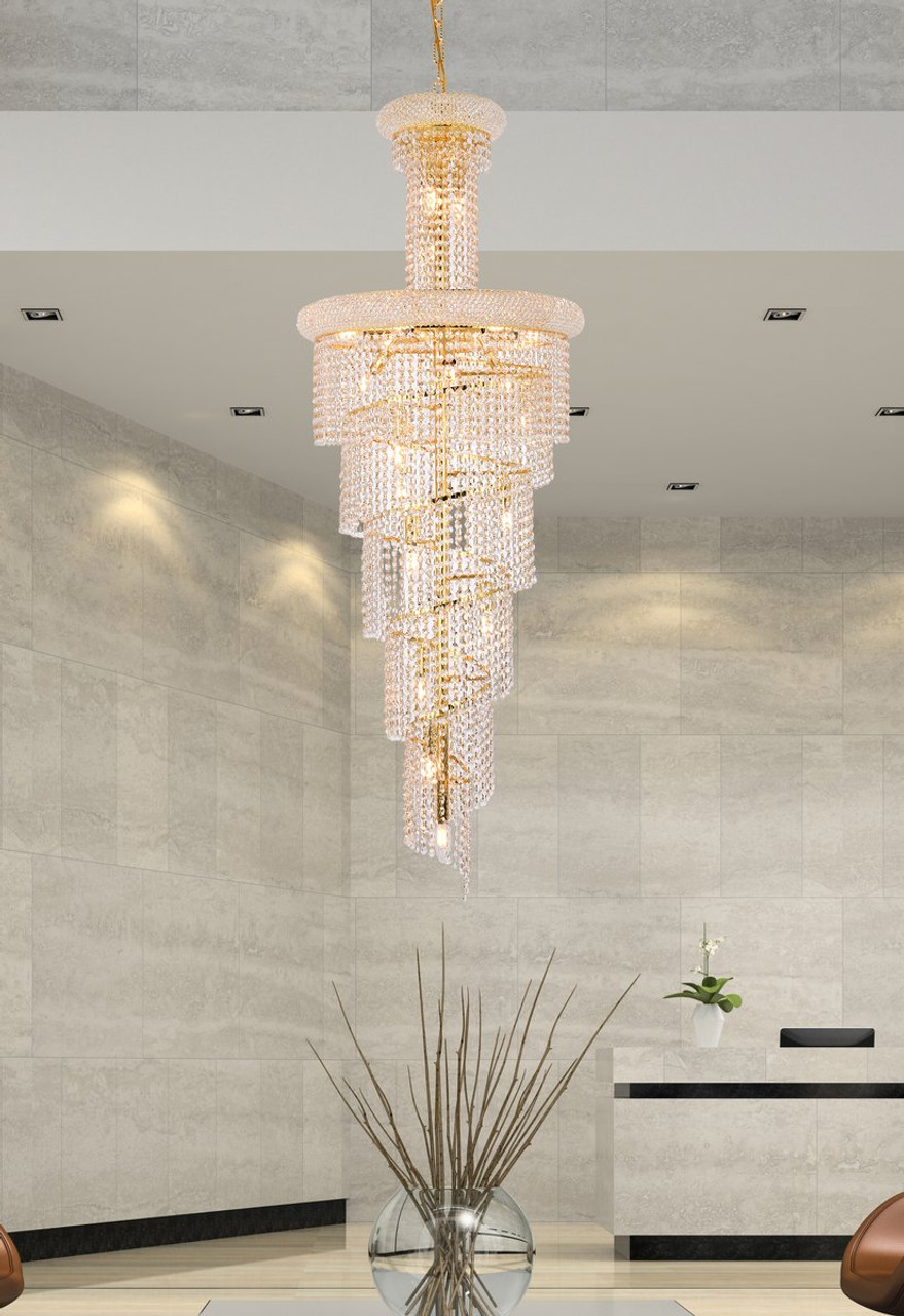 ELEGANT LIGHTING 1800SR22G/RC  Spiral 22-Light Foyer/Hallway, Gold