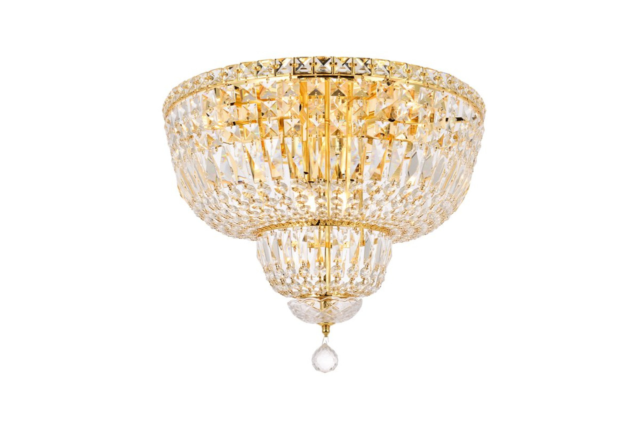 ELEGANT LIGHTING 2528F20G/RC  Tranquil 10-Light Flush Mount, Gold