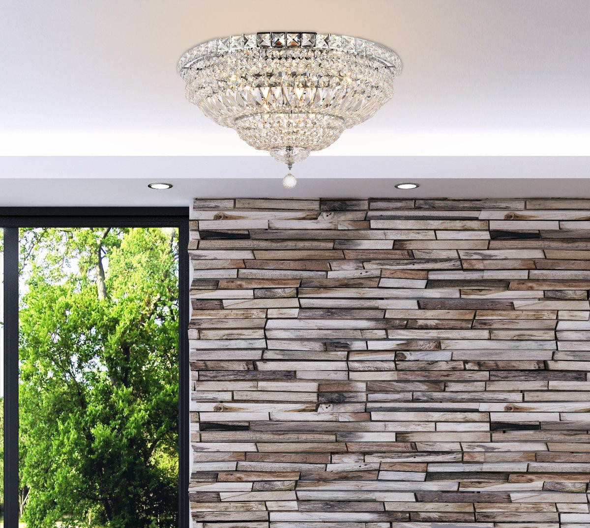 ELEGANT LIGHTING 2528F24C/RC  Tranquil 12-Light Flush Mount, Chrome