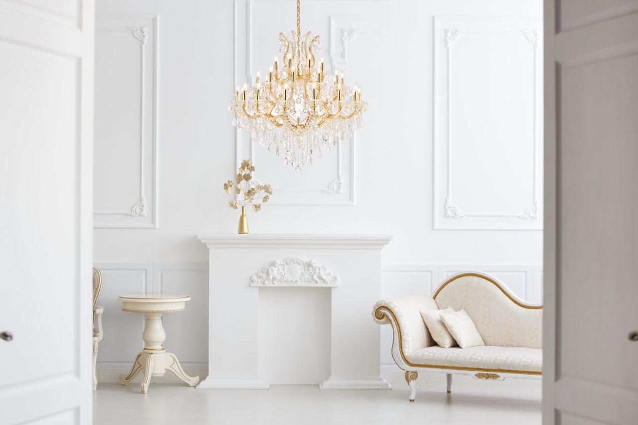 ELEGANT LIGHTING 2800G44G/RC  Maria Theresa 37-Light Foyer/Hallway, Gold