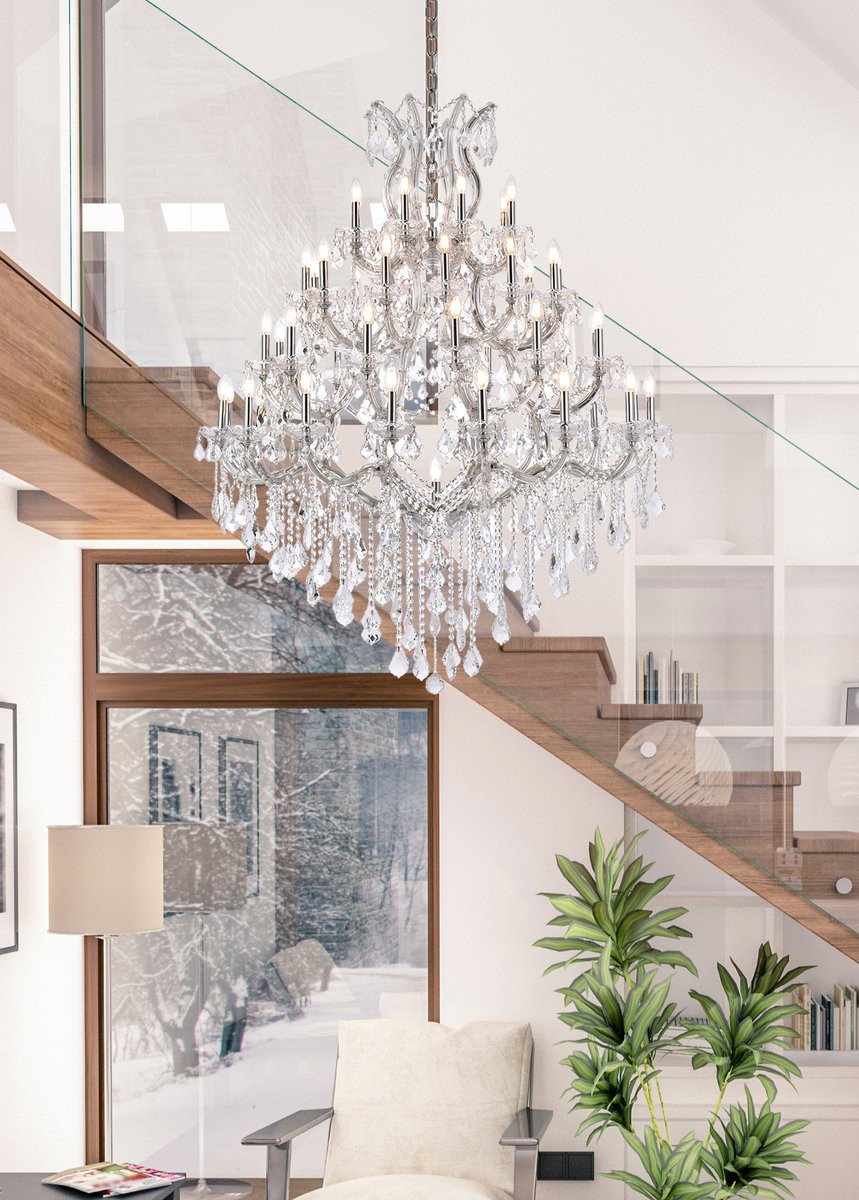 ELEGANT LIGHTING 2800G46C/RC  Maria Theresa 49-Light Foyer/Hallway, Chrome