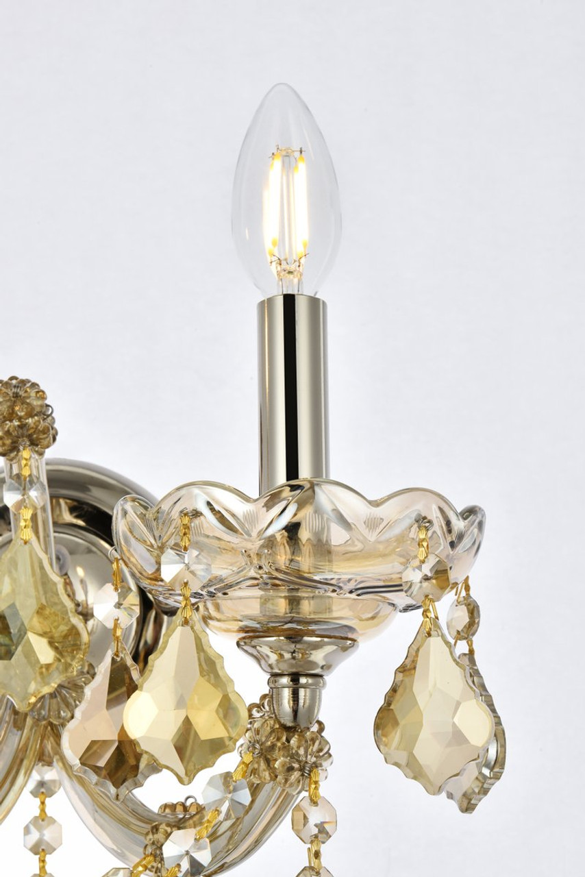 ELEGANT LIGHTING 2800W2GT-GT/RC  Maria Theresa 2-Light Wall Sconce, Golden Teak