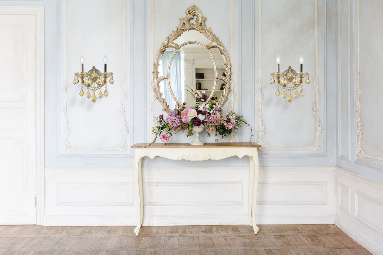 ELEGANT LIGHTING 2800W2GT-GT/RC  Maria Theresa 2-Light Wall Sconce, Golden Teak