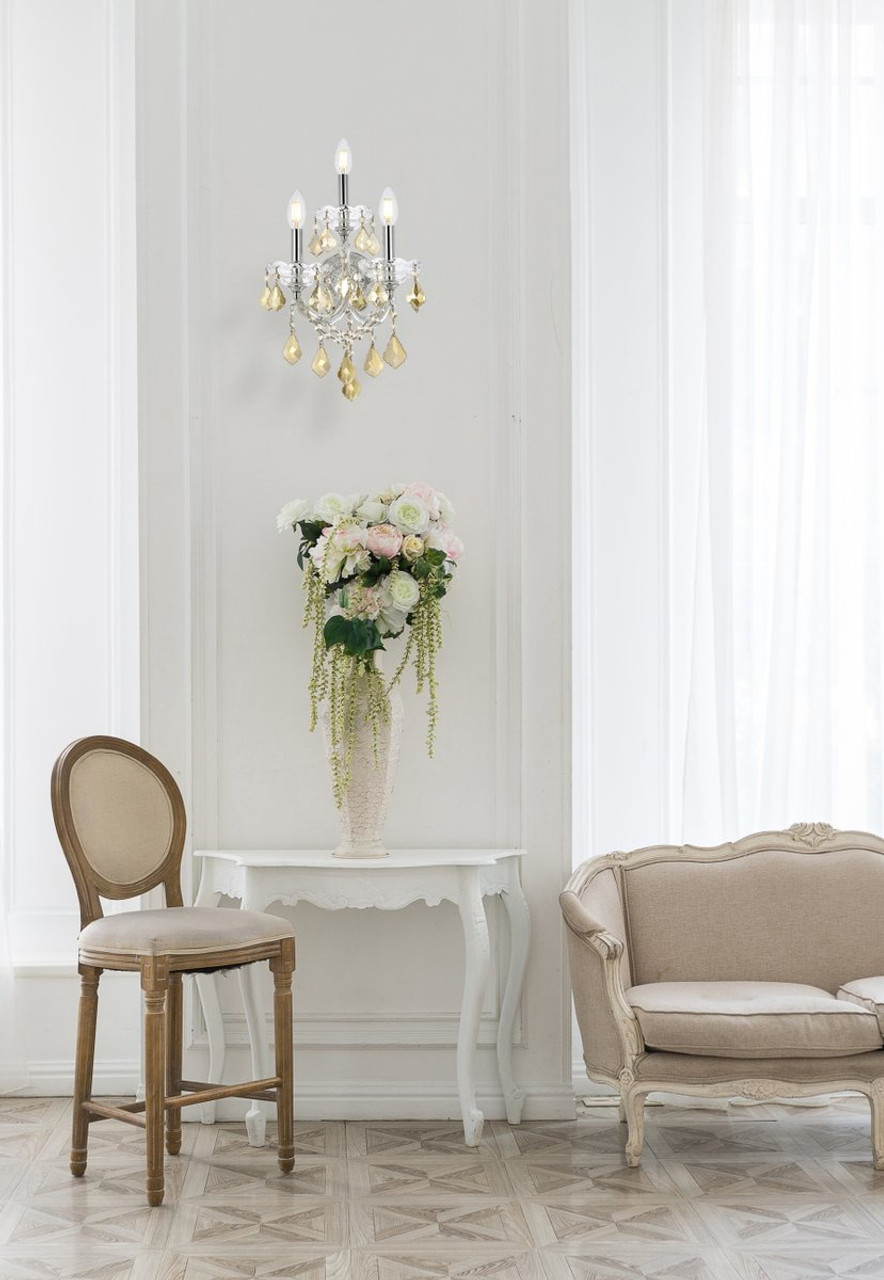 ELEGANT LIGHTING 2800W3C-GT/RC  Maria Theresa 3-Light Wall Sconce, Chrome ELEGANT LIGHTING 2800W3C-GT/RC  Maria Theresa 3-Light Wall Sconce, Chrome