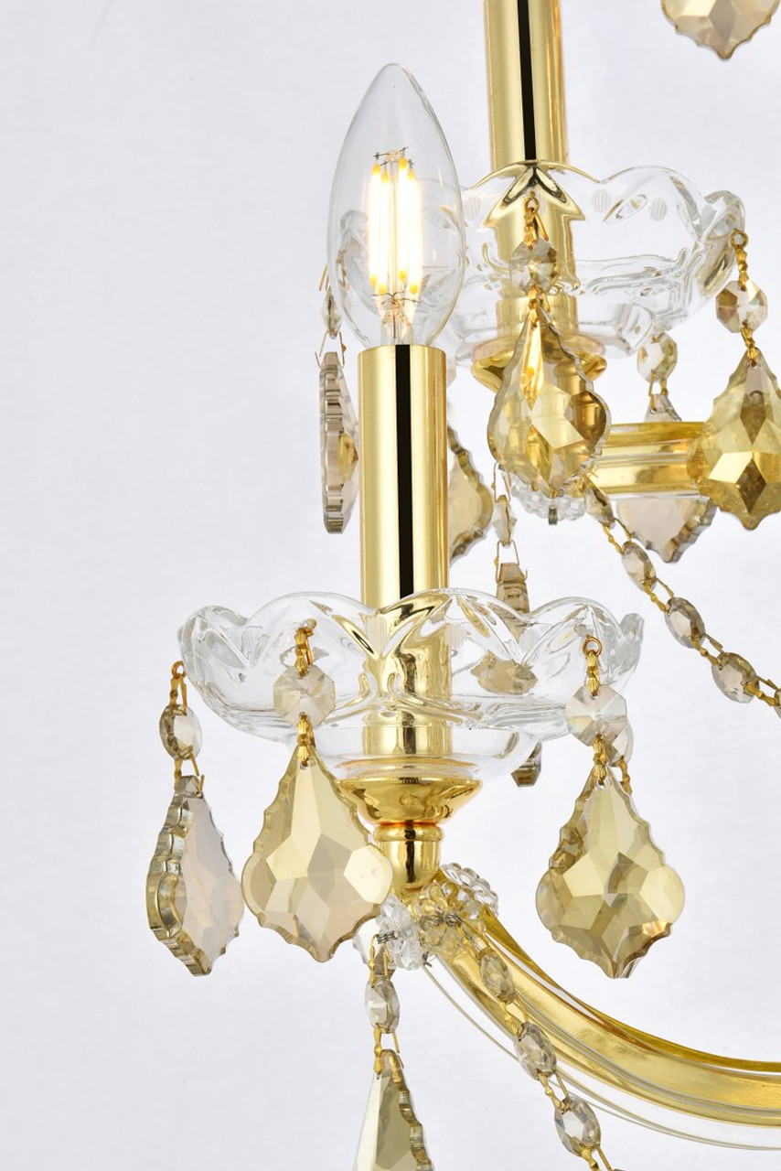 ELEGANT LIGHTING 2800W5G-GT/RC  Maria Theresa 5-Light Wall Sconce, Gold