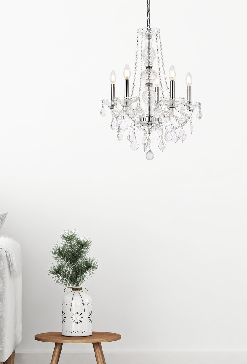 ELEGANT LIGHTING 7855D21C/RC  Verona 5-Light Dining Room, Chrome