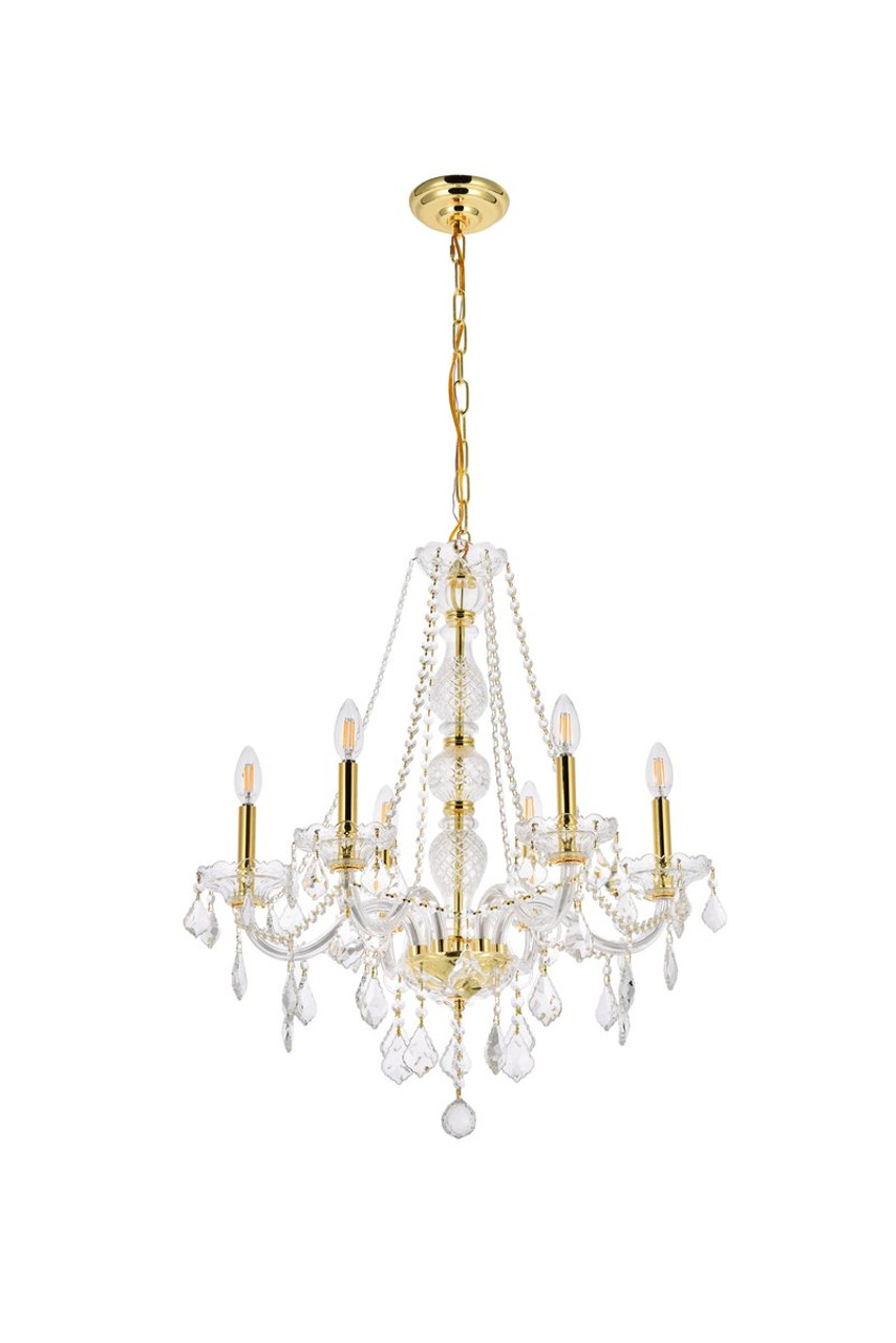 ELEGANT LIGHTING 7856D24G/RC  Verona 6-Light Dining Room, Gold