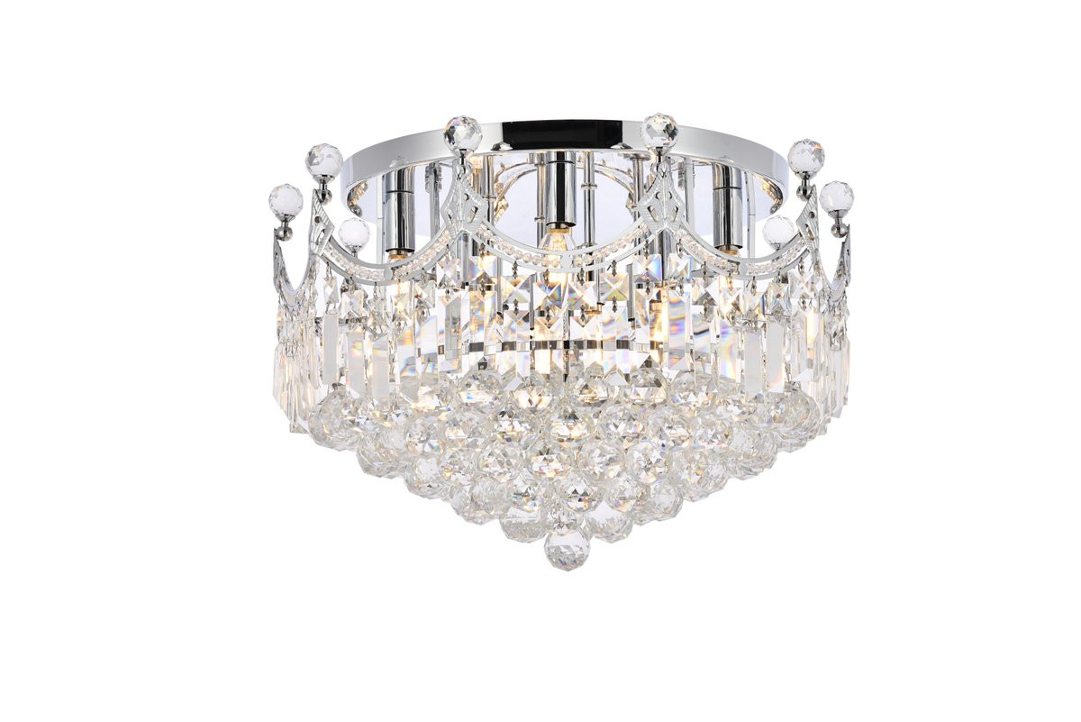 ELEGANT LIGHTING 8949F20C/RC  Corona 9-Light Flush Mount, Chrome