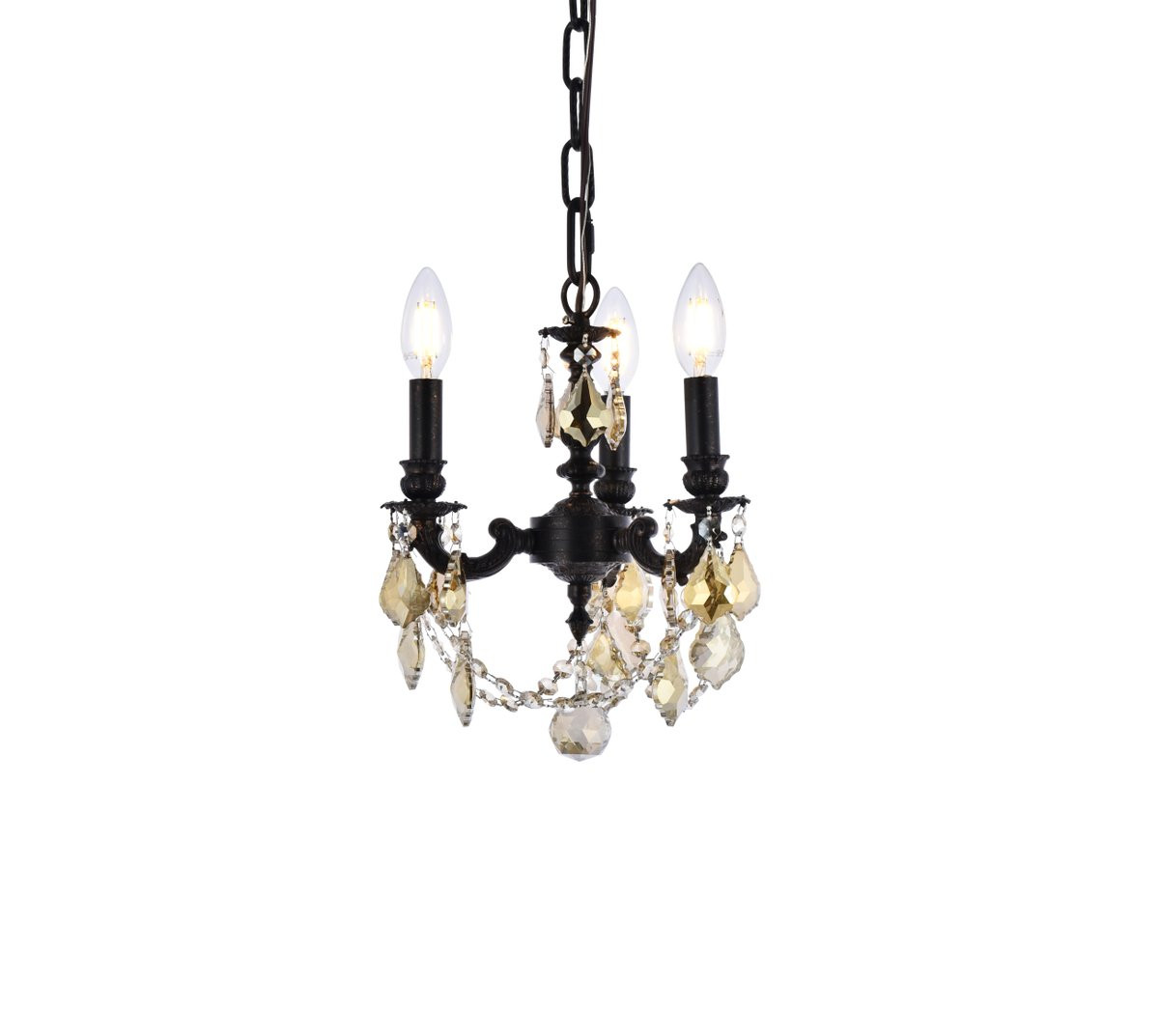 ELEGANT LIGHTING 9103D10DB/RC  Lillie 3-Light Pendant Lamp, Dark Bronze