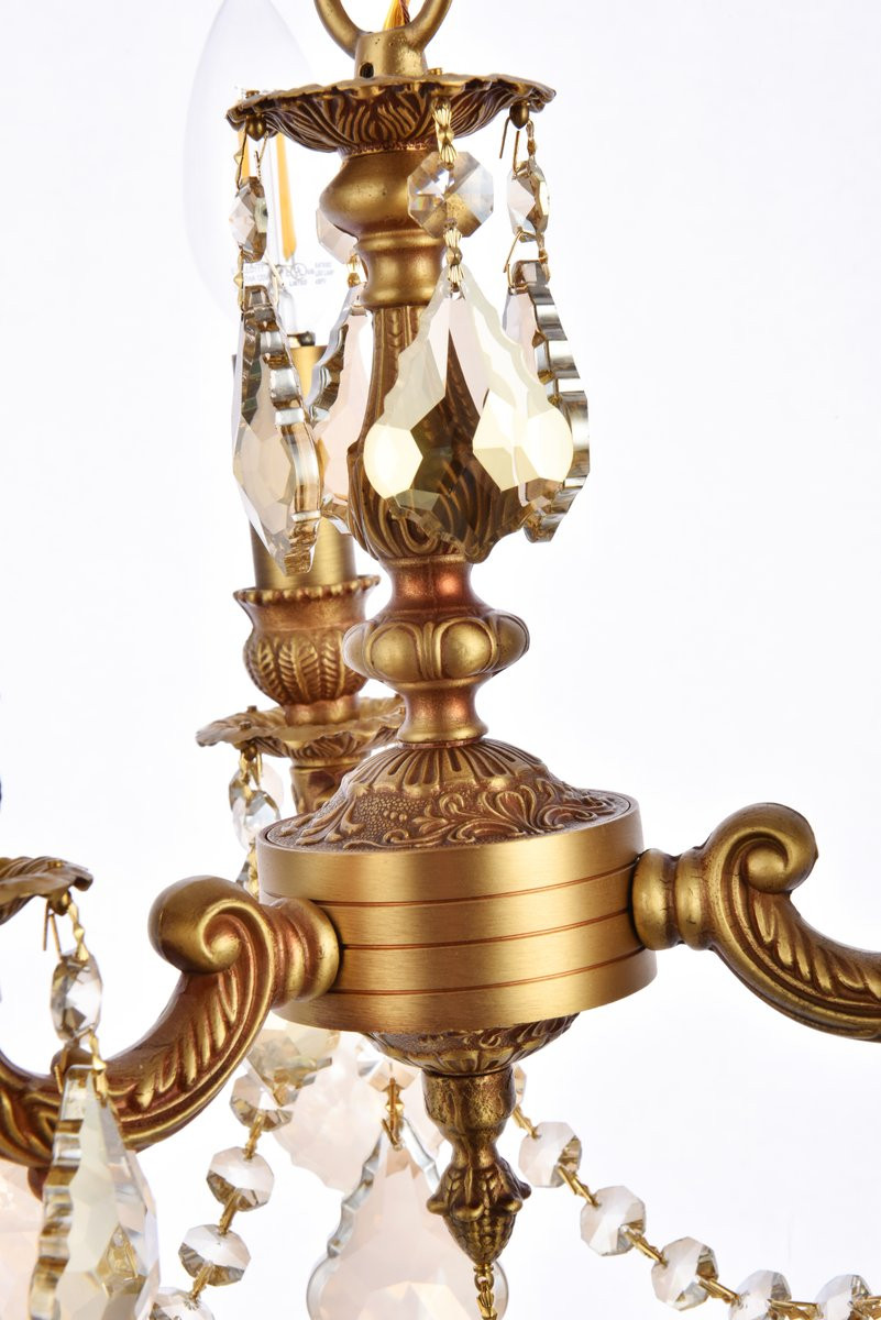 ELEGANT LIGHTING 9103D10FG-GT/RC  Lillie 3-Light Pendant Lamp, French Gold