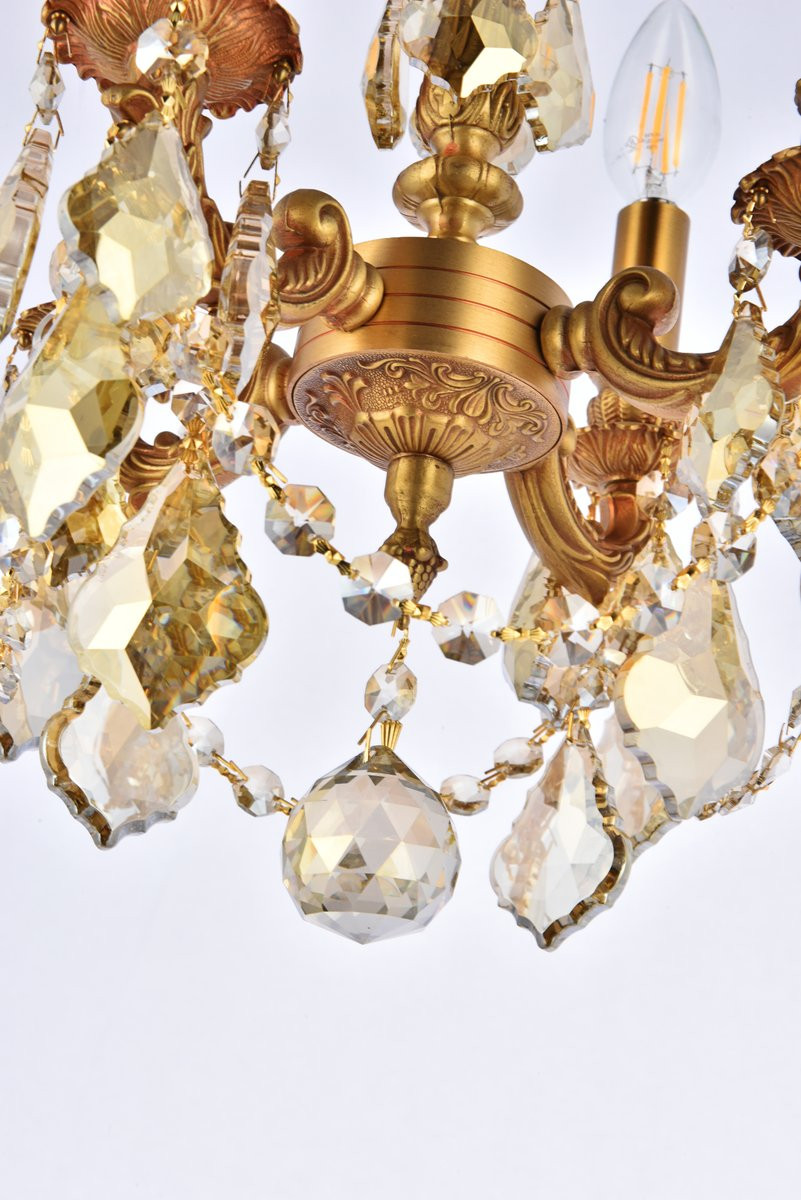 ELEGANT LIGHTING 9104D10FG-GT/RC  Lillie 4-Light Pendant Lamp, French Gold