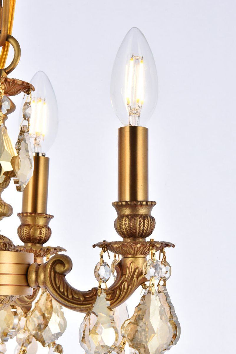 ELEGANT LIGHTING 9104D10FG-GT/RC  Lillie 4-Light Pendant Lamp, French Gold