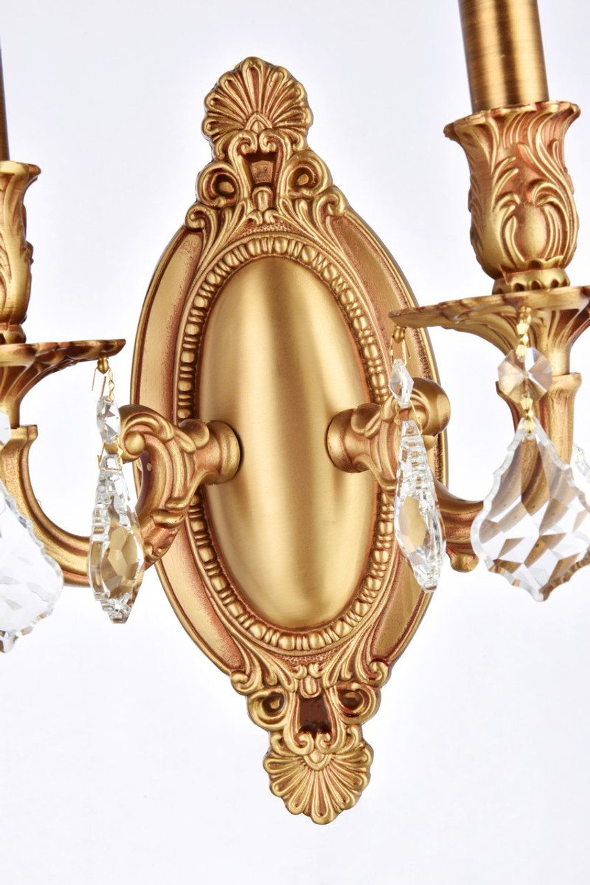 ELEGANT LIGHTING 9202W9FG/RC  Rosalia 2-Light Wall Sconce, French Gold ELEGANT LIGHTING 9202W9FG/RC  Rosalia 2-Light Wall Sconce, French Gold