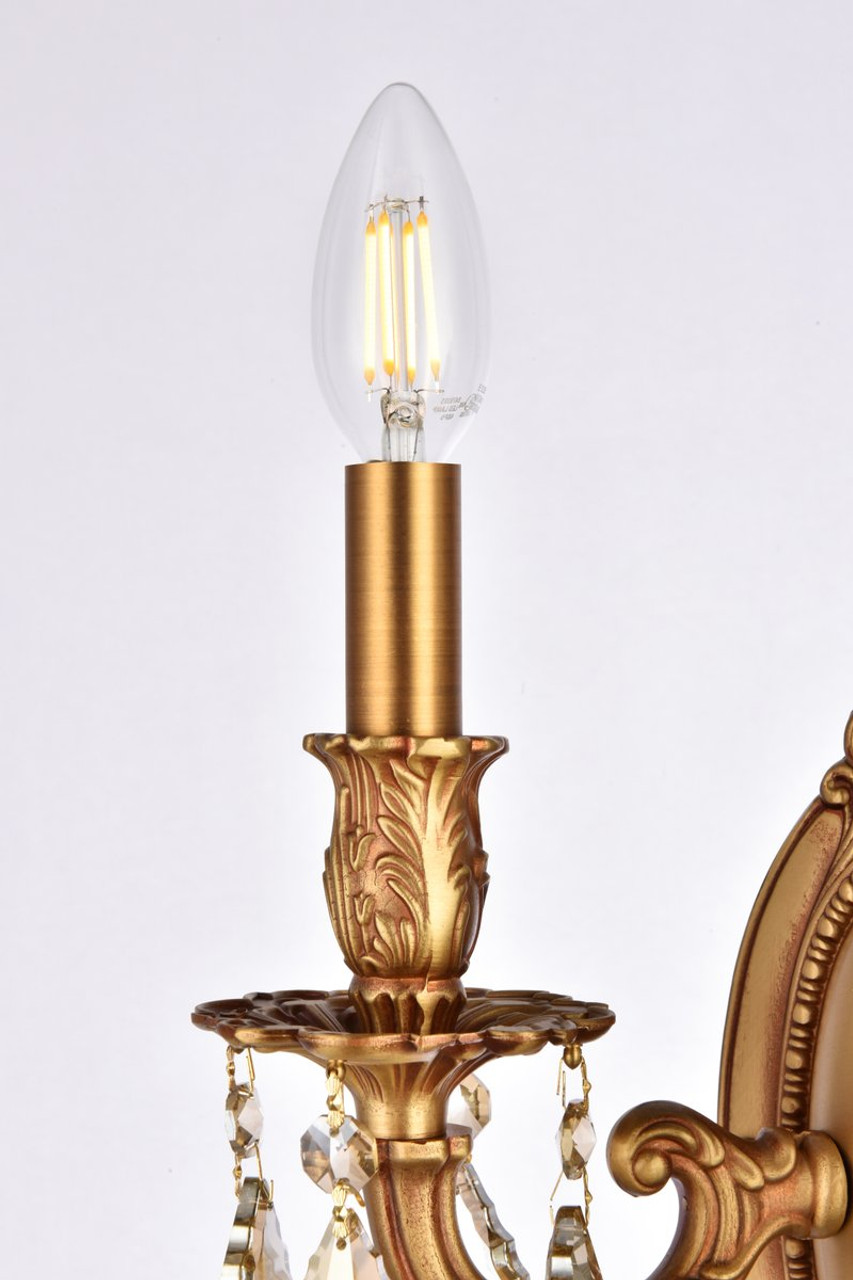 ELEGANT LIGHTING 9202W9FG-GT/RC  Rosalia 2-Light Wall Sconce, French Gold ELEGANT LIGHTING 9202W9FG-GT/RC  Rosalia 2-Light Wall Sconce, French Gold