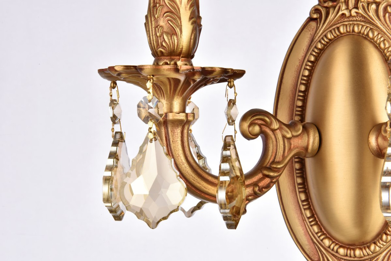ELEGANT LIGHTING 9202W9FG-GT/RC  Rosalia 2-Light Wall Sconce, French Gold ELEGANT LIGHTING 9202W9FG-GT/RC  Rosalia 2-Light Wall Sconce, French Gold