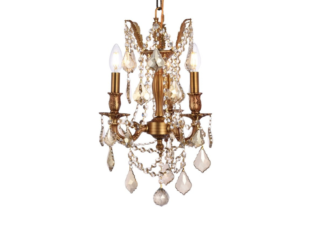 ELEGANT LIGHTING 9203D13FG-GT/RC  Rosalia 3-Light Pendant Lamp, French Gold ELEGANT LIGHTING 9203D13FG-GT/RC  Rosalia 3-Light Pendant Lamp, French Gold