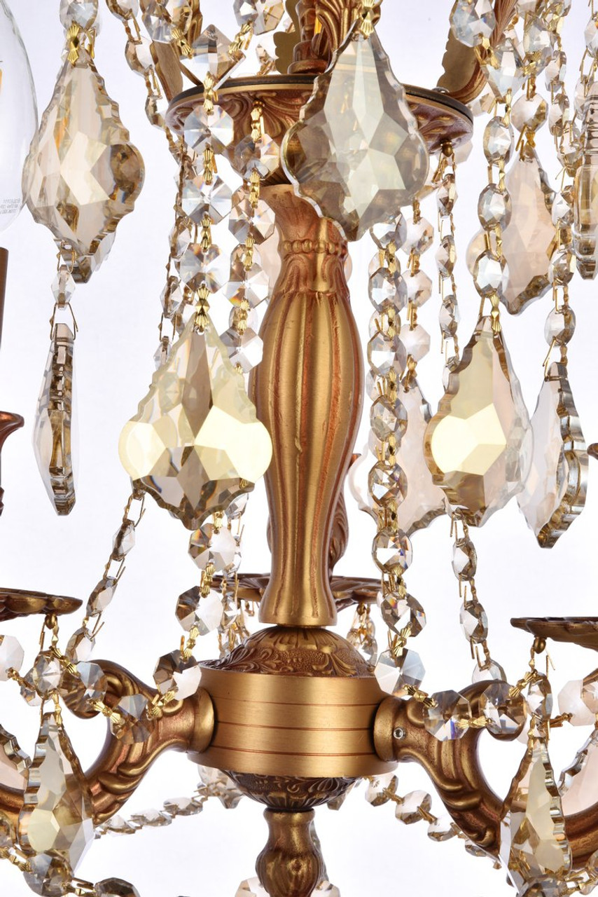 ELEGANT LIGHTING 9203D13FG-GT/RC  Rosalia 3-Light Pendant Lamp, French Gold ELEGANT LIGHTING 9203D13FG-GT/RC  Rosalia 3-Light Pendant Lamp, French Gold