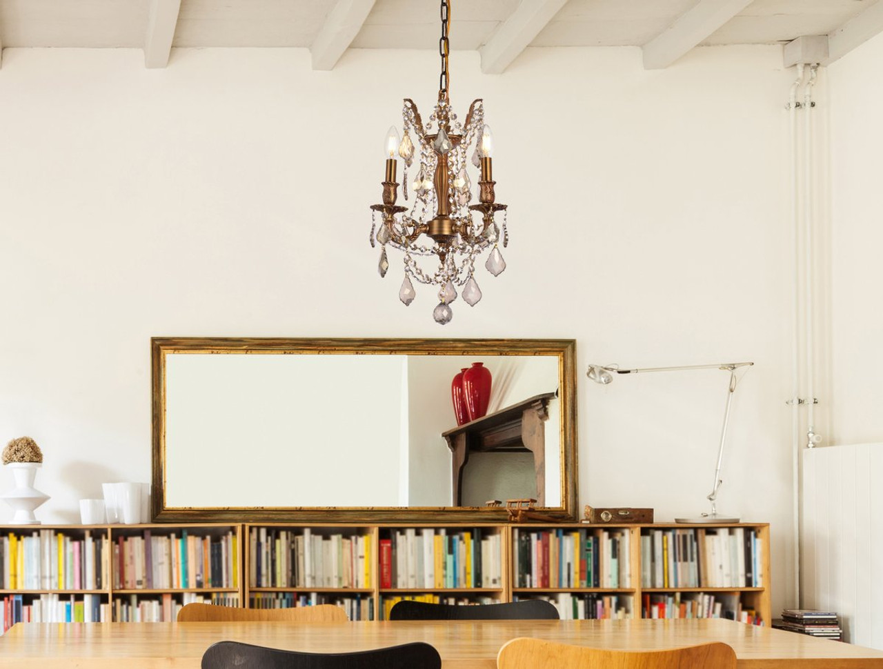 ELEGANT LIGHTING 9203D13FG-GT/RC  Rosalia 3-Light Pendant Lamp, French Gold ELEGANT LIGHTING 9203D13FG-GT/RC  Rosalia 3-Light Pendant Lamp, French Gold