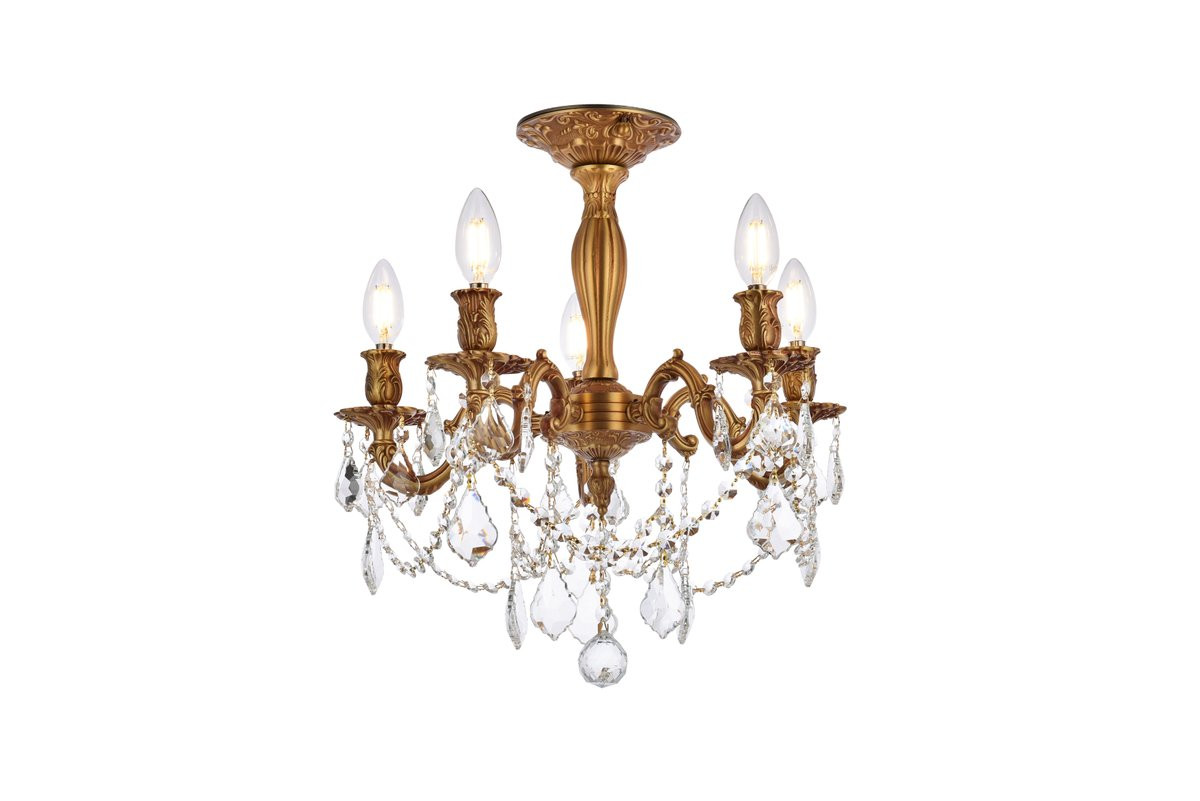 ELEGANT LIGHTING 9205F18FG/RC  Rosalia 5-Light Flush Mount, French Gold