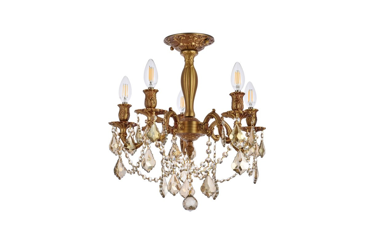 ELEGANT LIGHTING 9205F18FG-GT/RC  Rosalia 5-Light Flush Mount, French Gold