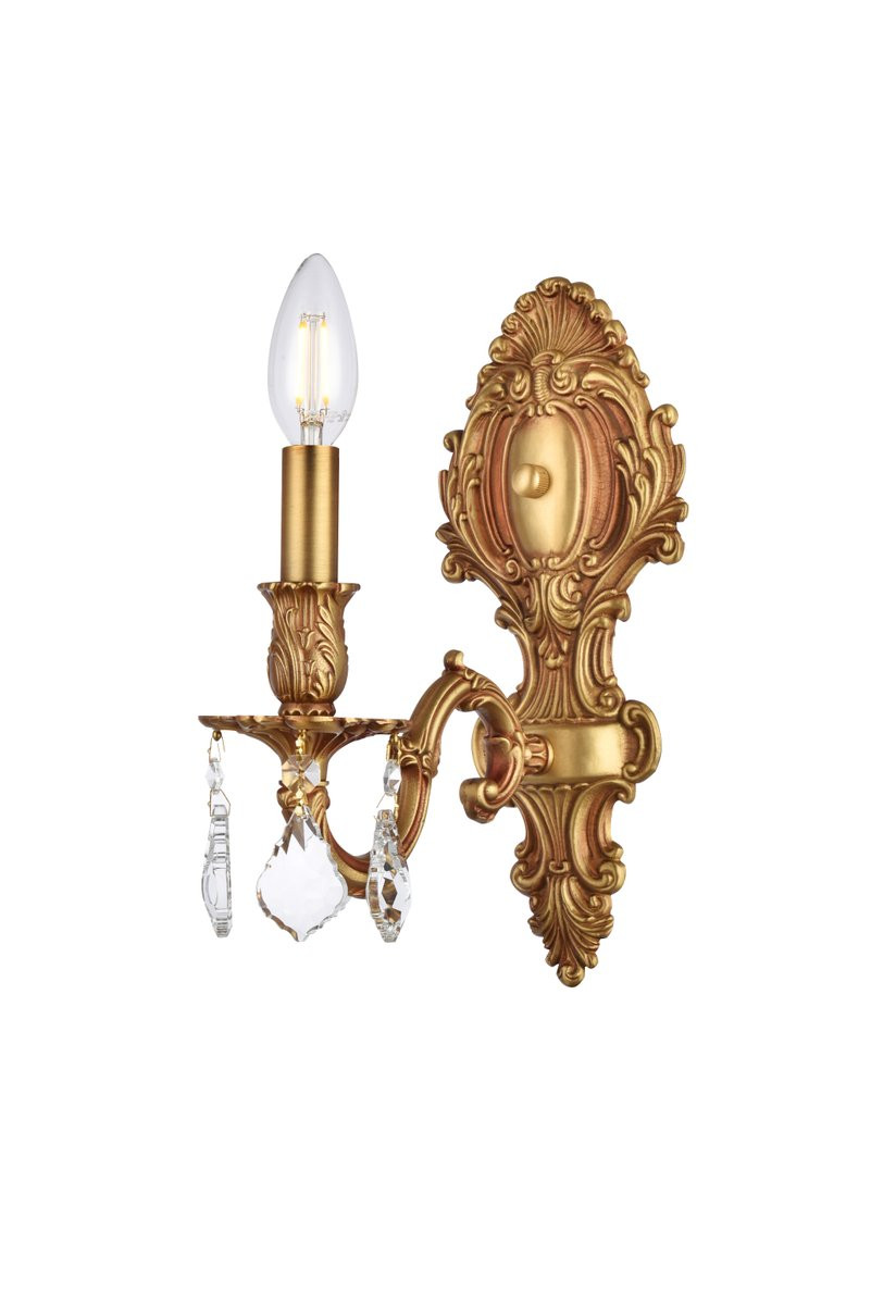 ELEGANT LIGHTING 9601W5FG/RC  Monarch 1-Light Wall Sconce, French Gold