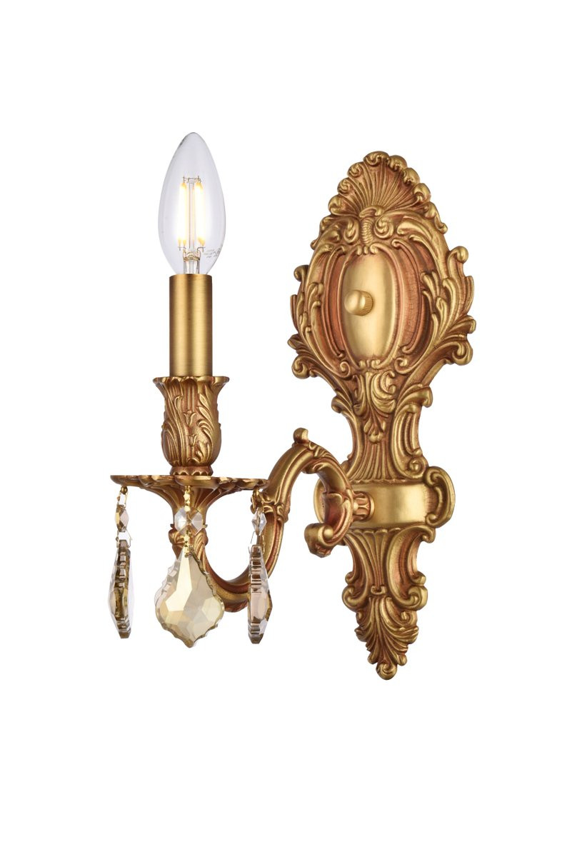 ELEGANT LIGHTING 9601W5FG-GT/RC  Monarch 1-Light Wall Sconce, French Gold